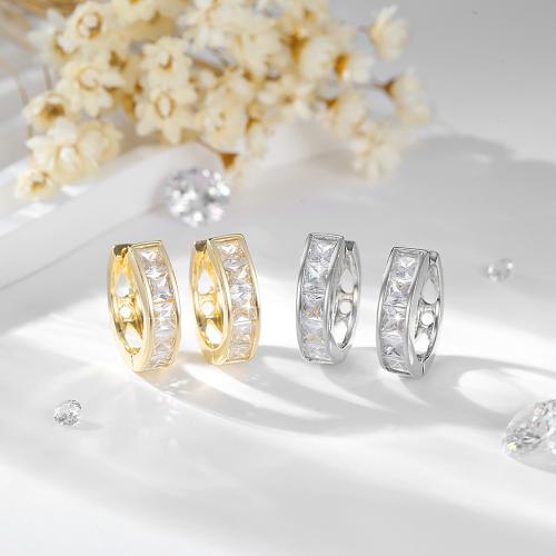 Cubic Zirconia Micro Pave Brass Earring, plated, micro pave cubic zirconia & for woman 