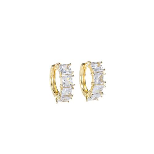 Cubic Zirconia Micro Pave Brass Earring, plated, micro pave cubic zirconia & for woman 