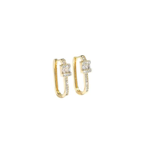 Cubic Zirconia Micro Pave Brass Earring, plated, micro pave cubic zirconia & for woman 