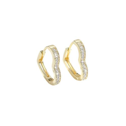 Cubic Zirconia Micro Pave Brass Earring, Heart, plated, micro pave cubic zirconia & for woman 