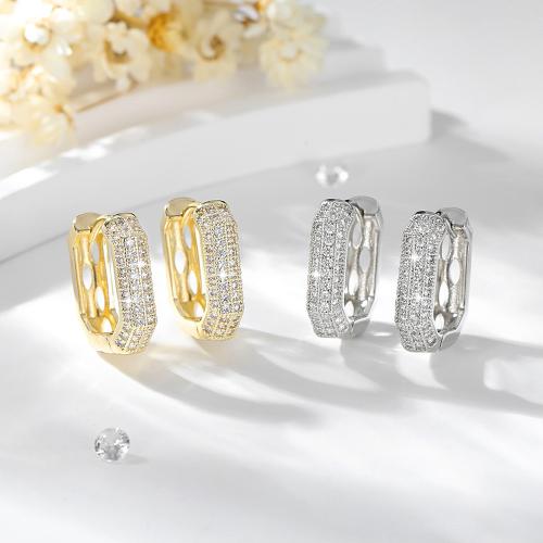 Cubic Zirconia Micro Pave Brass Earring, plated, micro pave cubic zirconia & for woman 