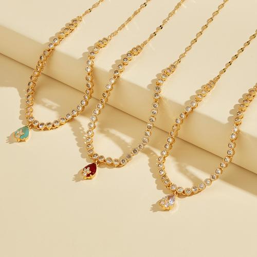 Collier en laiton cubique Zircon Micro Pave, Placage, pavé de micro zircon & pour femme, plus de couleurs à choisir, Vendu par PC[