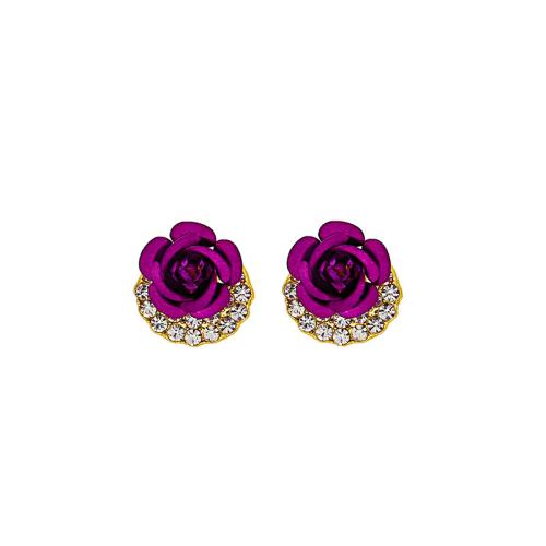 Zinc alliage strass Stud Earring, alliage de zinc, Placage, pour femme & avec strass, plus de couleurs à choisir, Vendu par paire[