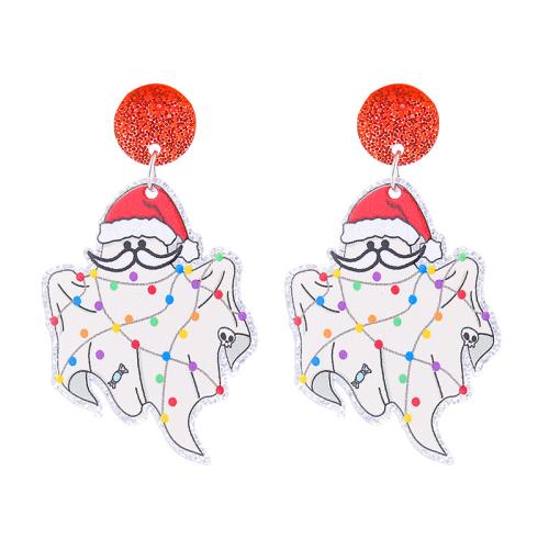 Pendientes de Navidad, aleación de zinc, con Acrílico, Impresión, Diseño de Navidad & diferentes estilos para la opción & para mujer, más colores para la opción, Vendido por Par