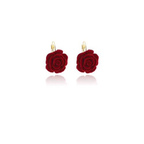 Fashion Create Jewelry Earring, Zinc Alloy, with Flocking Fabric, plated, fashion jewelry & for woman, red 