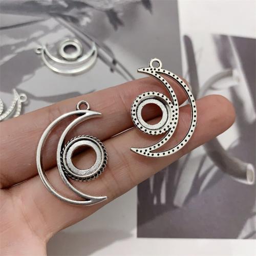 Zinc Alloy Jewelry Pendants, Moon, antique silver color plated, DIY 