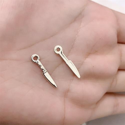 Zinc Alloy Jewelry Pendants, Knife, antique silver color plated, DIY 