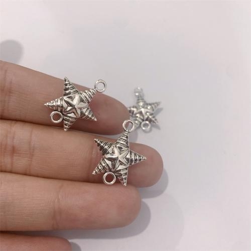 Zinc Alloy Charm Connector, Star, antique silver color plated, DIY & 1/1 loop 