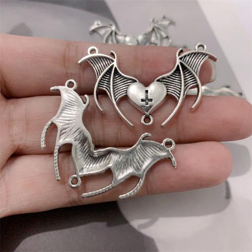 Animal Zinc Alloy Connector, Bat, antique silver color plated, DIY & 2/1 loop 