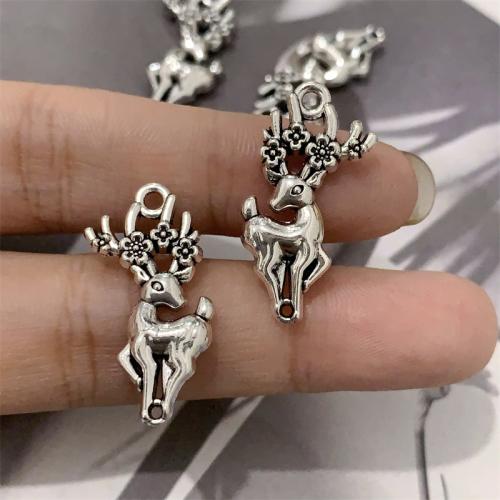 Animal Zinc Alloy Connector, Deer, antique silver color plated, DIY & 1/1 loop 