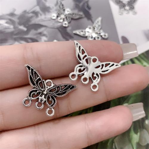 Animal Zinc Alloy Connector, Butterfly, antique silver color plated, DIY & 1/3 loop 