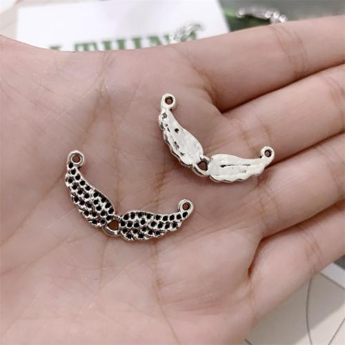 Zinc Alloy Charm Connector, Wing Shape, antique silver color plated, DIY & 2/1 loop 