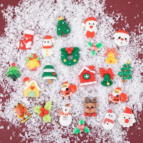 Mobile Phone DIY Decoration, Resin, random style & 4 pieces & Christmas Design, Random Color, 16-26mm 