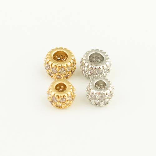 Cubic Zirconia Micro Pave Brass Beads, Round, plated, DIY & micro pave cubic zirconia [