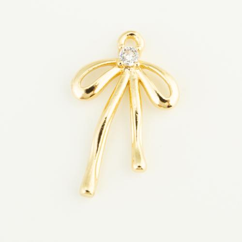 Cubic Zirconia Brass Pendants, Bowknot, gold color plated, DIY & micro pave cubic zirconia [