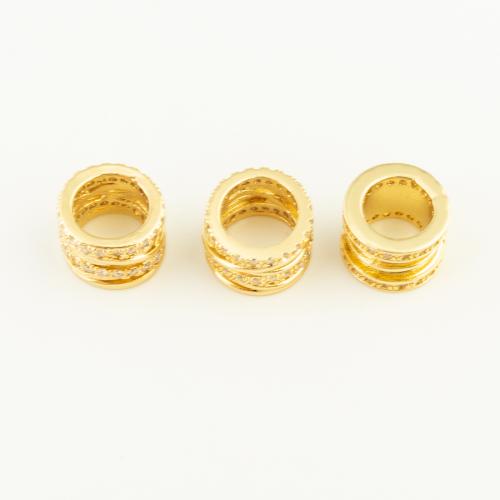 Cubic Zirconia Micro Pave Brass Beads, Column, gold color plated, DIY & micro pave cubic zirconia 