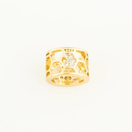 Cubic Zirconia Micro Pave Brass Beads, Round, gold color plated, DIY & micro pave cubic zirconia 