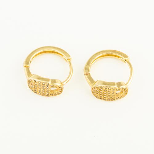 Cubic Zirconia Micro Pave Brass Earring, gold color plated, micro pave cubic zirconia & for woman 