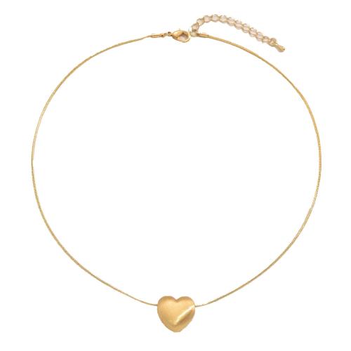 Collar de latón hecho a mano, metal, con 1.97 Inch extender cadena, Corazón, chapado, Joyería & para mujer, dorado, longitud:18.11 Inch, Vendido por UD[