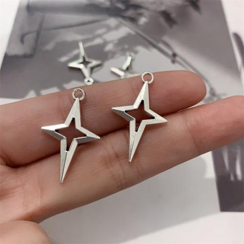 Zinc Alloy Star Pendant, antique silver color plated, DIY [