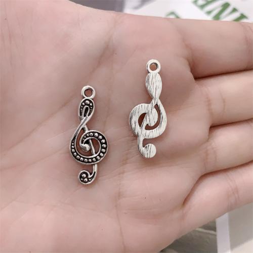 Musical Instrument Shaped Zinc Alloy Pendants, Music Note, antique silver color plated, DIY [