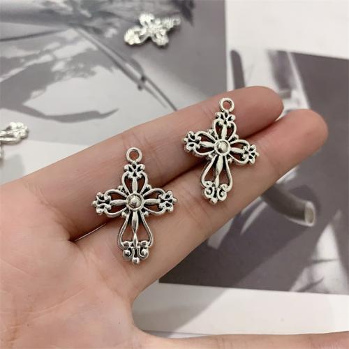 Zinc Alloy Cross Pendants, antique silver color plated, DIY 