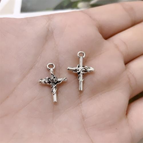 Zinc Alloy Cross Pendants, antique silver color plated, DIY 