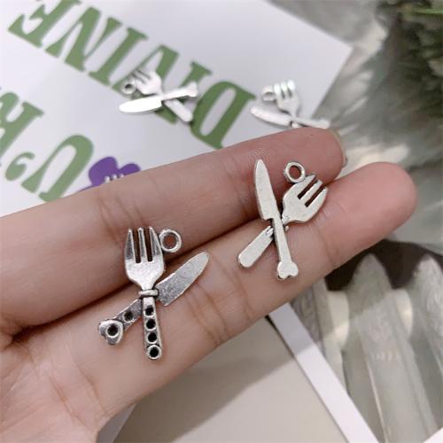 Zinc Alloy Jewelry Pendants, Knife and Fork, antique silver color plated, DIY 