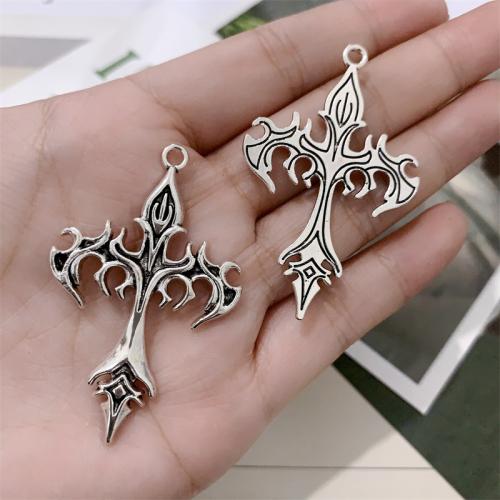 Zinc Alloy Cross Pendants, Fire Cross, antique silver color plated, DIY [