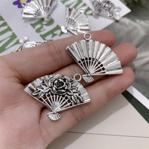 Zinc Alloy Jewelry Pendants, Fan, antique silver color plated, DIY 