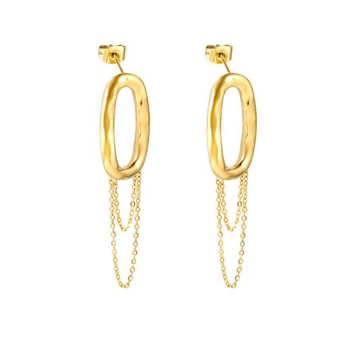 304 Stainless Steel Drop Earring, Geometrical Pattern, gold color plated, fashion jewelry & for woman & hollow 