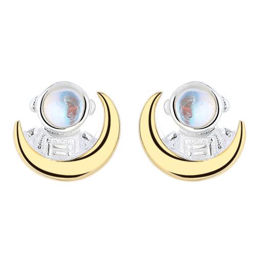 Sterling Silver Stud Earring, Argent sterling 925, avec Moonstone, bijoux de mode & pour femme Vendu par paire