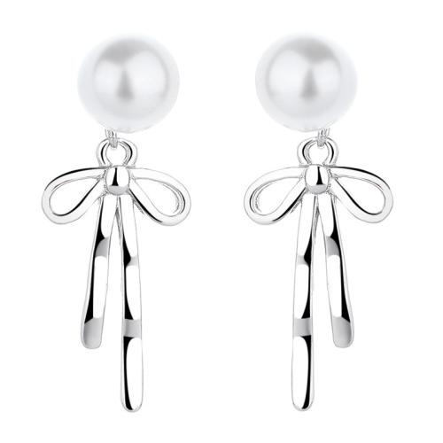 Sterling Silver Drop Earring, 925 Sterling Silver, with Shell Pearl, fashion jewelry & for woman 23mm 