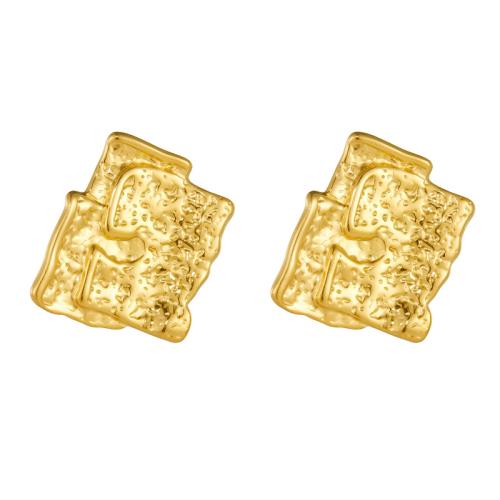 Edelstahl Stud Ohrring, 304 Edelstahl, goldfarben plattiert, Modeschmuck & für Frau, goldfarben, 25x28mm, verkauft von Paar