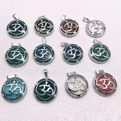 Gemstone Zinc Alloy Pendants, Natural Stone, with Zinc Alloy, silver color plated, DIY 25mm [