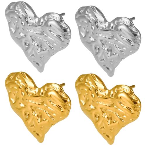 Stainless Steel Stud Earring, 304 Stainless Steel, Heart, Vacuum Ion Plating, fashion jewelry & for woman 