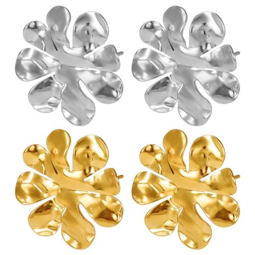 Stainless Steel Stud Earring, 304 Stainless Steel, Flower, Vacuum Ion Plating, fashion jewelry & for woman 