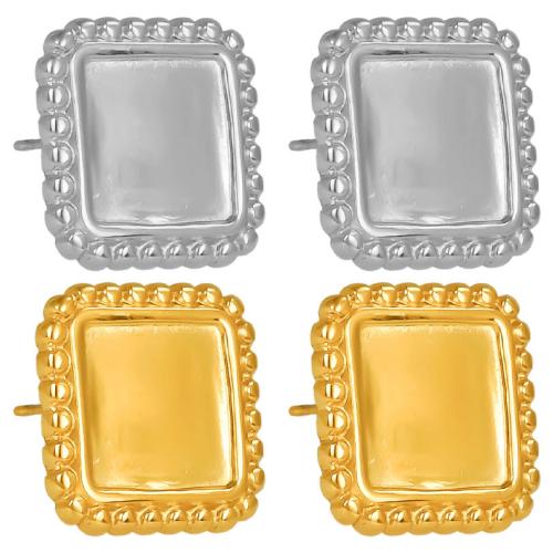 Stainless Steel Earring Stud Component, 304 Stainless Steel, Square, Vacuum Ion Plating, DIY & for woman Inner Approx 10mm 