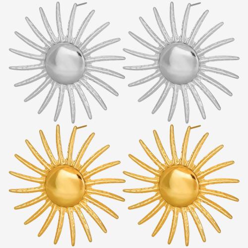 Stainless Steel Stud Earring, 304 Stainless Steel, Sun, Vacuum Ion Plating, fashion jewelry & for woman 