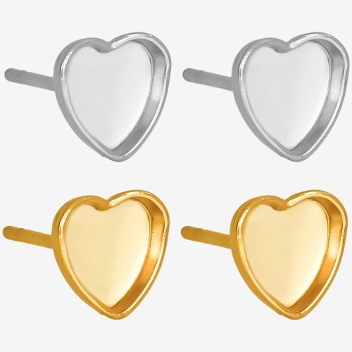 Stainless Steel Earring Stud Component, 304 Stainless Steel, Heart, Vacuum Ion Plating, DIY & for woman Inner Approx 