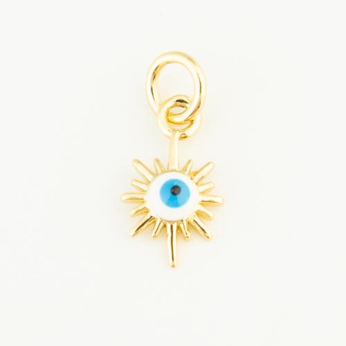 Mode Evil Eye Pendentif, laiton, Placage de couleur d'or, DIY & motif de mauvais œil & émail, blanc Vendu par PC[