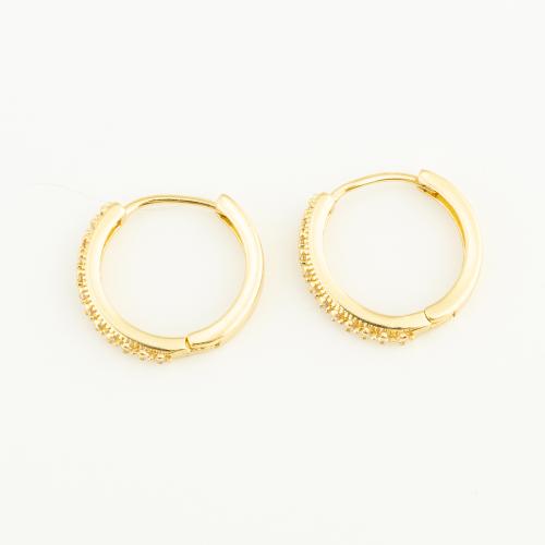 Brass Hoop Earring, Round, gold color plated, for woman 