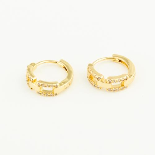 Cubic Zirconia Micro Pave Brass Earring, gold color plated, micro pave cubic zirconia & for woman 