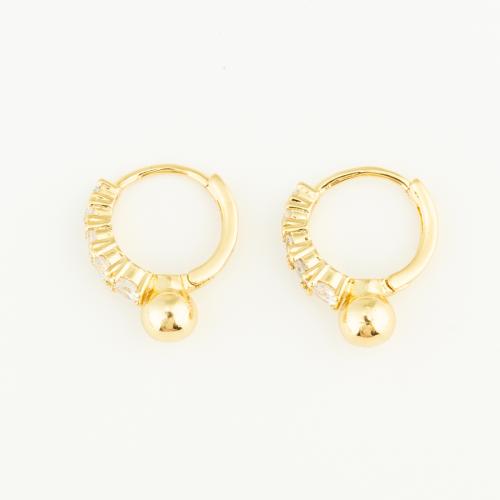 Cubic Zirconia Micro Pave Brass Earring, gold color plated, micro pave cubic zirconia & for woman 