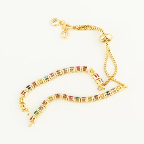 Brass Bracelet Findings, gold color plated, DIY & micro pave cubic zirconia, multi-colored cm [