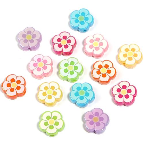 アクリルビーズ-プリント, アクリル, 花形, DIY, ミックスカラー, 18mm, 100パソコン/バッグ, 売り手 バッグ[