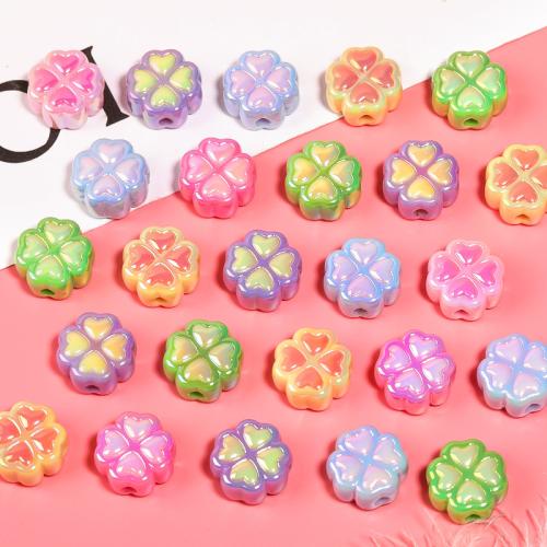 Plating Acrylic Beads, Flower, DIY, mixed colors, 15mm [