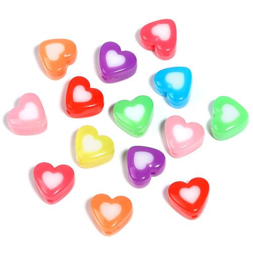 Zweifarbige Acryl Perlen, Herz, DIY, gemischte Farben, 17x15mm, 100PCs/Tasche, verkauft von Tasche