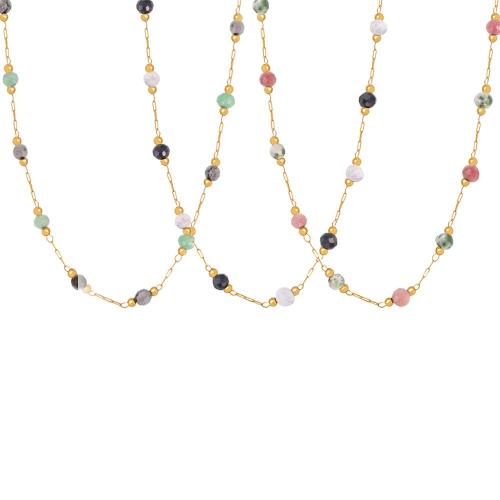 Collier de bijoux de titane, Acier titane, avec Pierre naturelle, avec 5cm chaînes de rallonge, Placage, bijoux de mode & pour femme, plus de couleurs à choisir Environ 40 cm, Vendu par PC