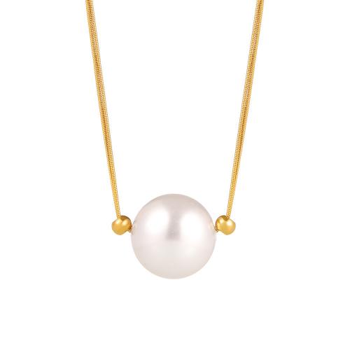 Collier de bijoux de titane, Acier titane, avec Shell Pearl, avec 5cm chaînes de rallonge, Placage, Double couche & bijoux de mode & pour femme, plus de couleurs à choisir Environ 50 cm, Vendu par PC